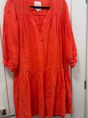 SZ 40 Part Two Women's Coral Tiered Midi Dress